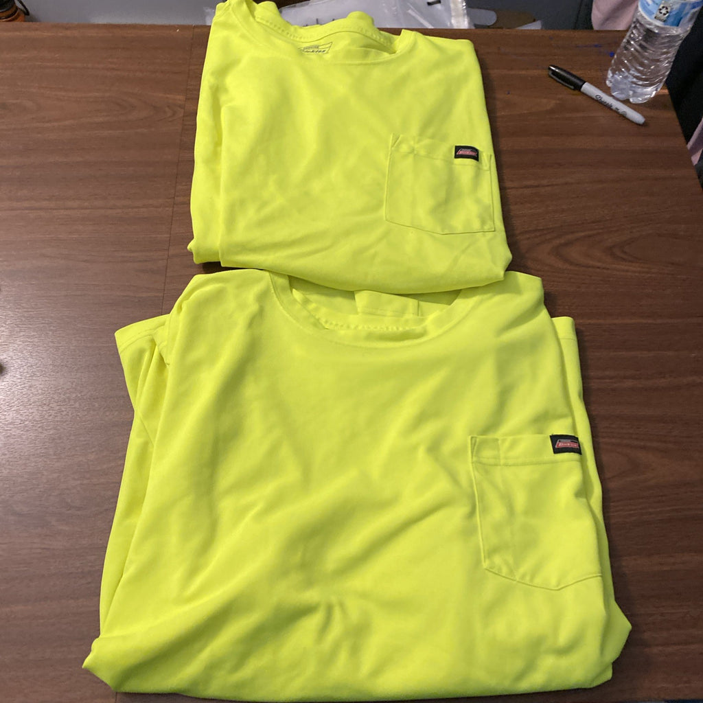 2 dickies 3XL men’s long sleeve safety shirts bright yellow