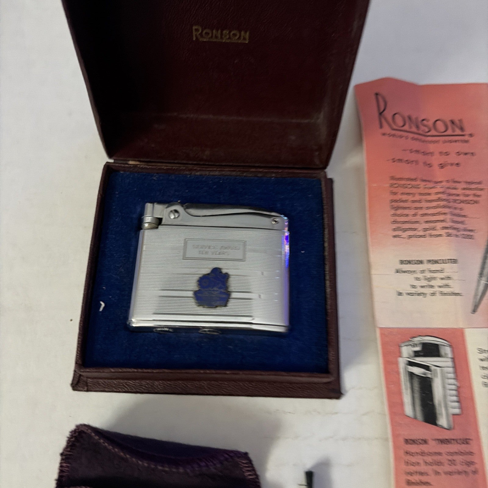Vintage Ronson Adonis Lighter - GM Detroit Transmission 10 Year Service Award