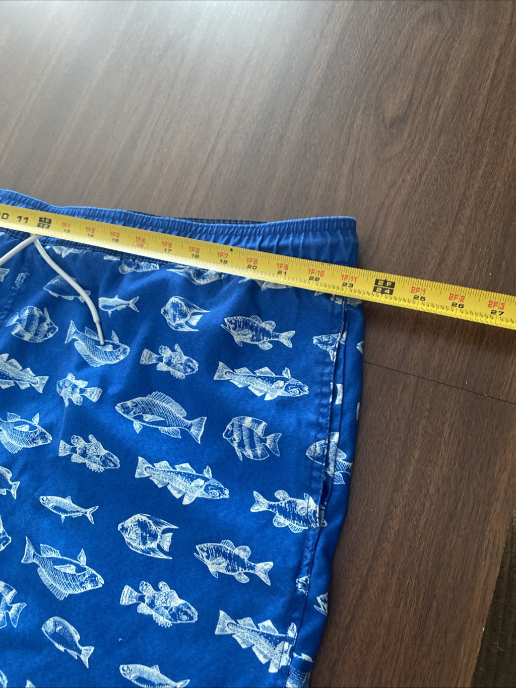 Nautica Men's Lined Blue / White Drawstring Swim Trunks 2XL