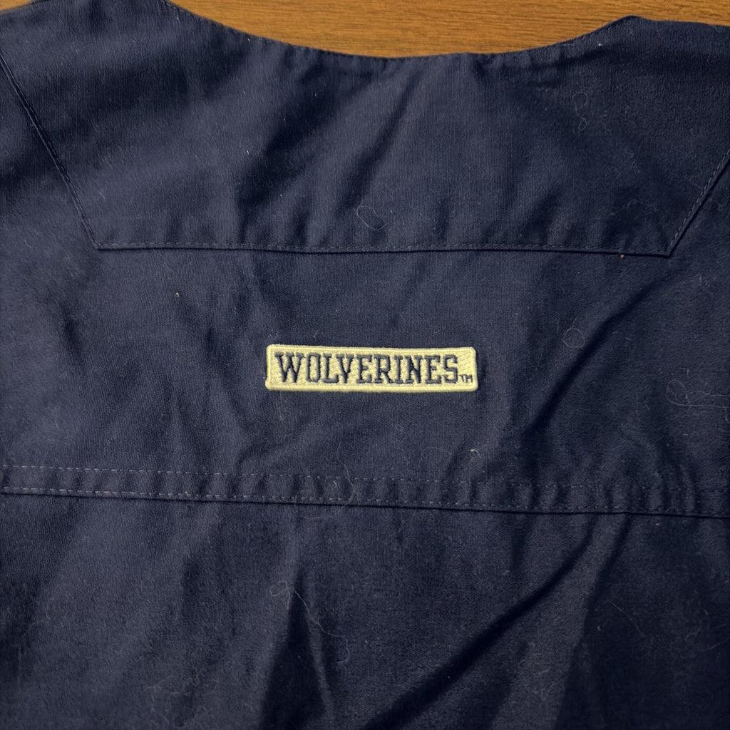 MICHIGAN WOLVERINES SCRUB TOP SIZE 2XL (25x27) LANDAU NAVY BLUE. See Pics