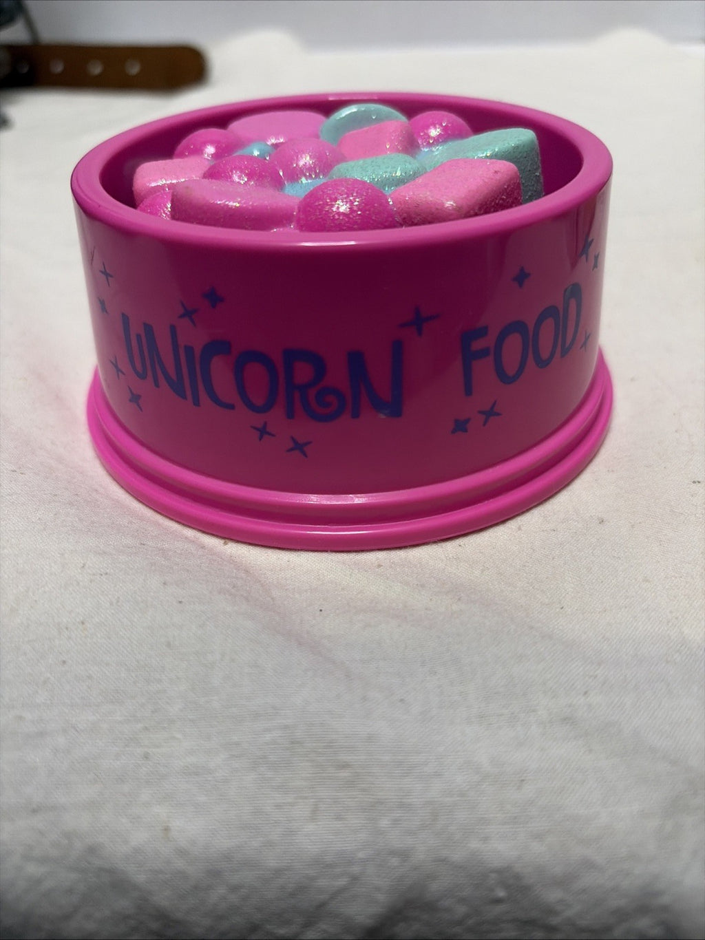 Build A Bear Unicorn Food Bowl + Food Toy Pink Purple Blue WITH Sparkling FOOD