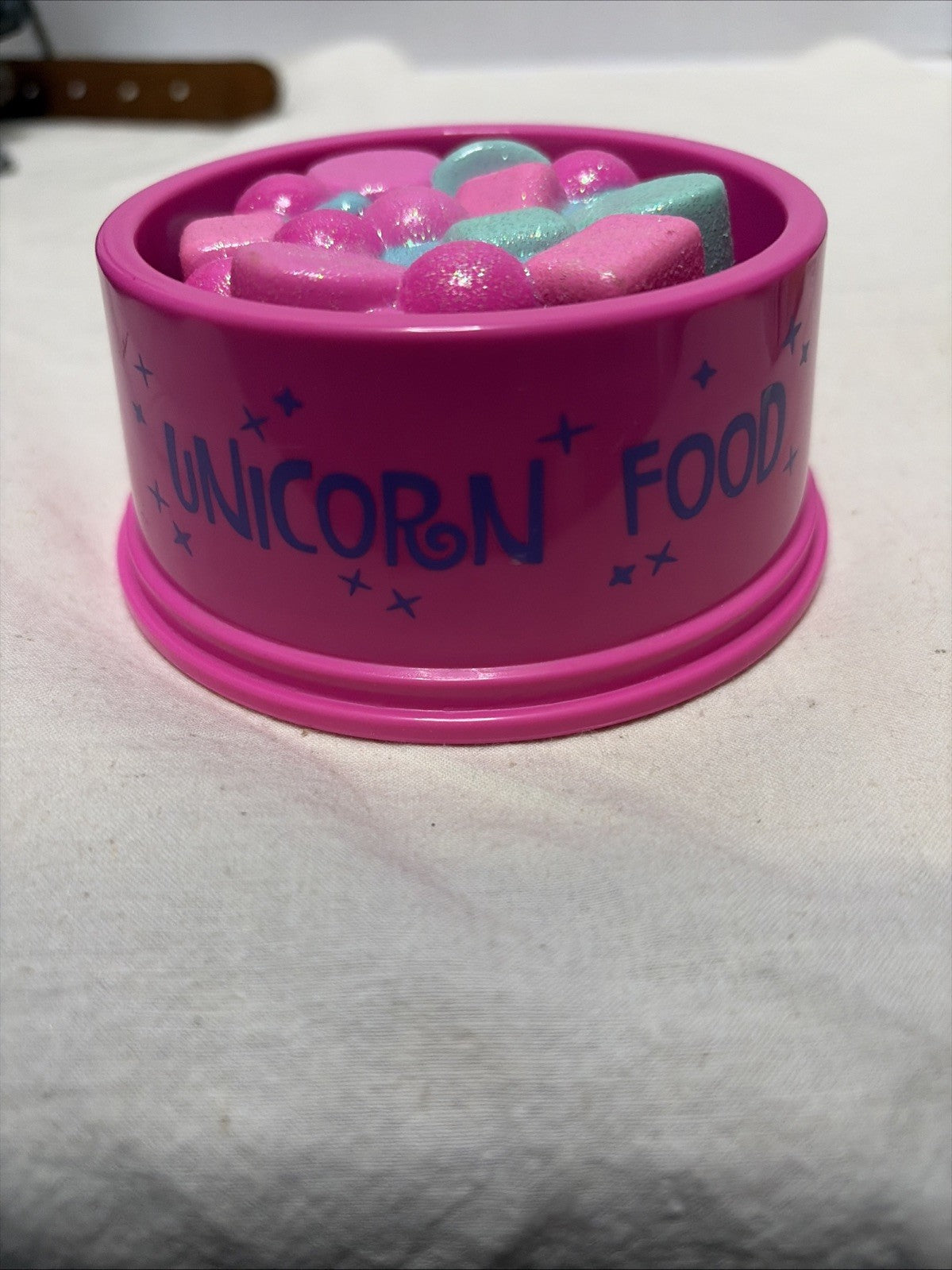 Build A Bear Unicorn Food Bowl + Food Toy Pink Purple Blue WITH Sparkling FOOD