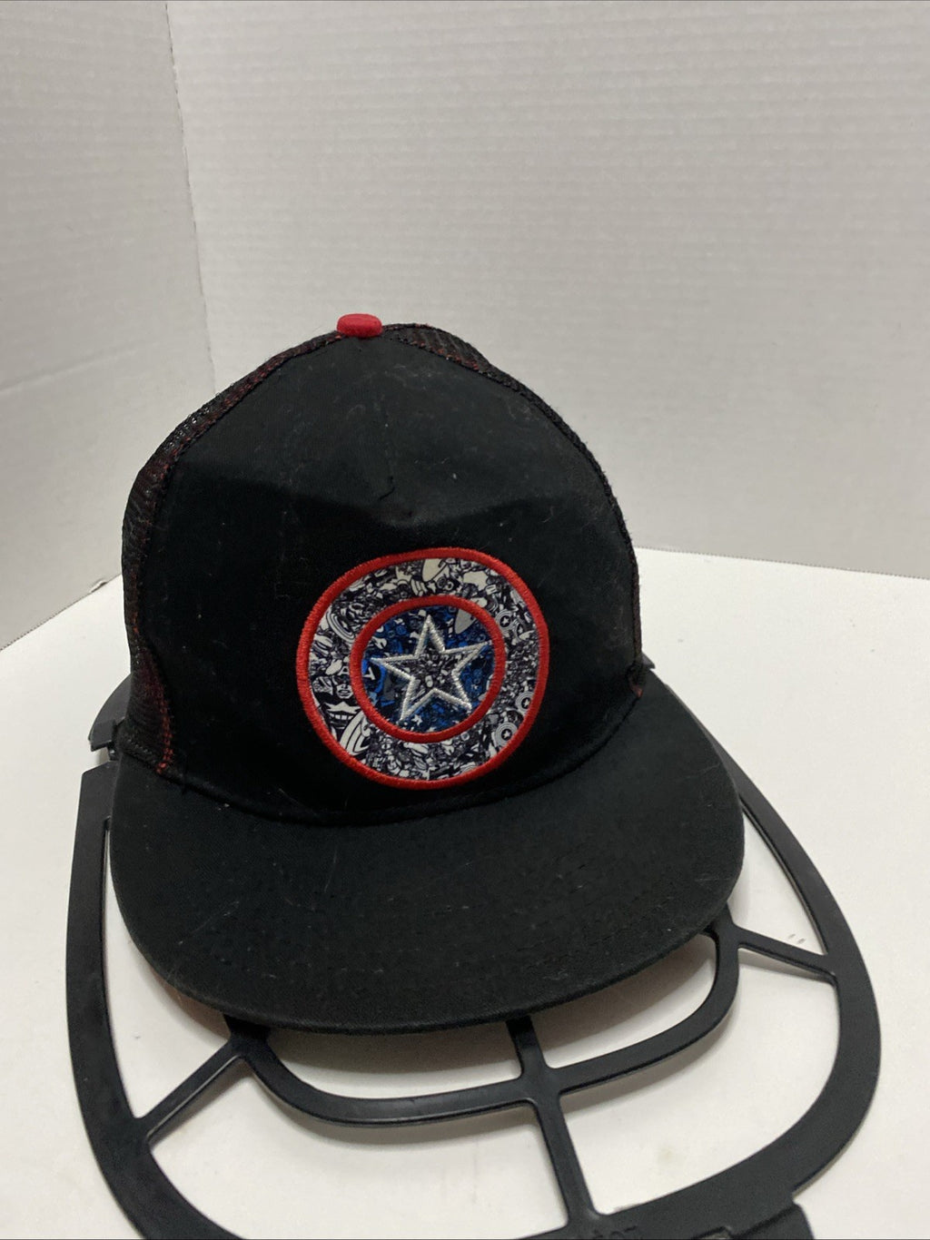 Captain America Marvel Patch Hat All Over Comic Book Mesh Snap Back Trucker Cap