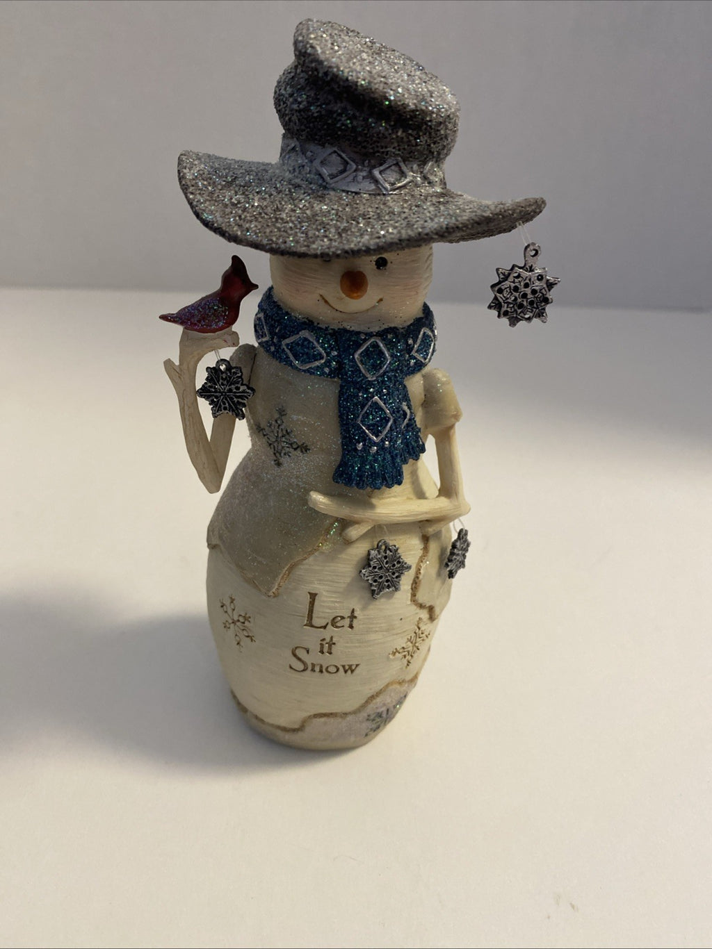 Birchhearts Let it Snow - 6" Snowman Holding Snowflakes and Cardinal