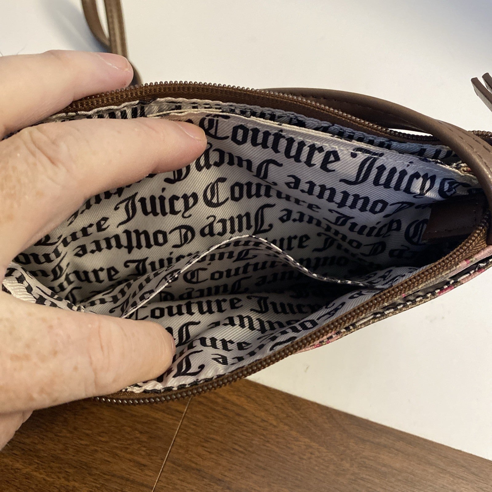 Juicy Couture Bag Shoulder Purse w/long Brown Leather Strap