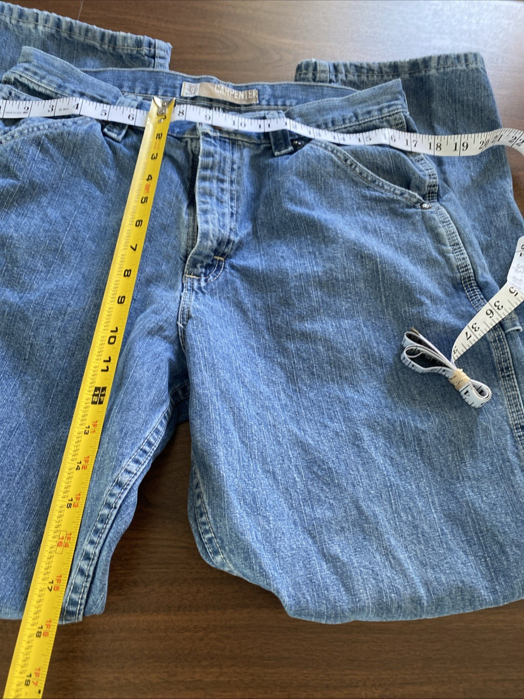 Lee Dungarees Carpenter Jeans Mens 33x32 Blue Denim Workwear Utility Distressed