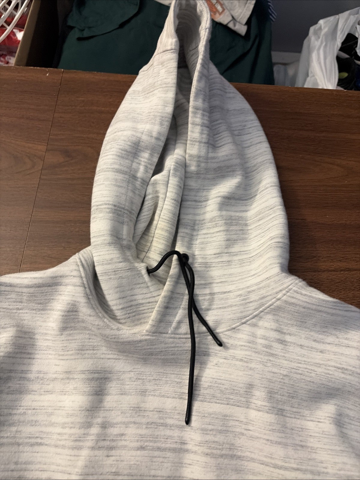 American Eagle Large Hoodie Pullover Sweatshirt Long Sleeve White And Gray