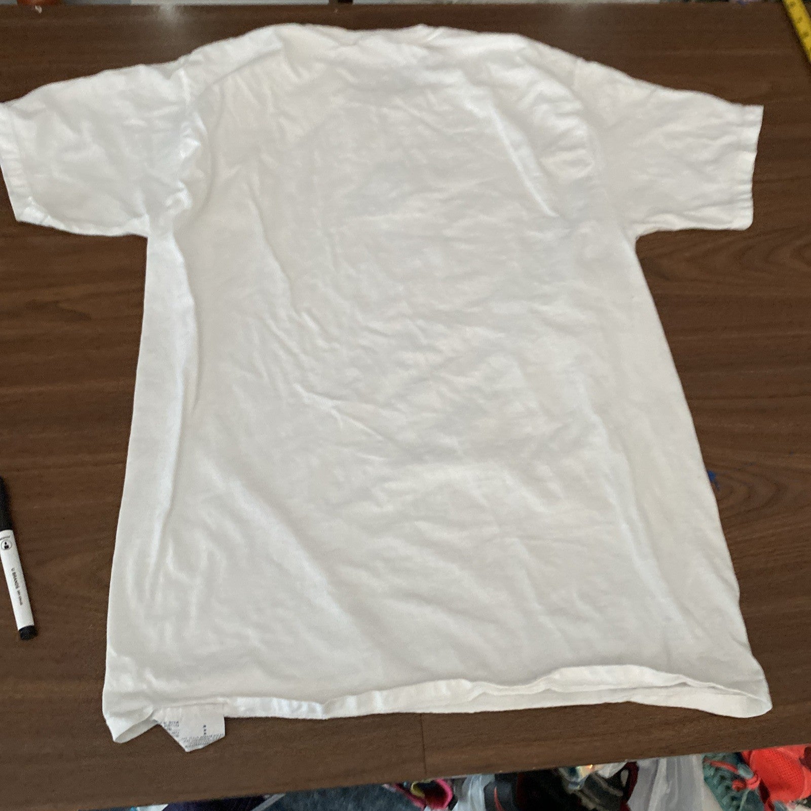 Champions Block Logo T-Shirt White & Blue Sz Medium