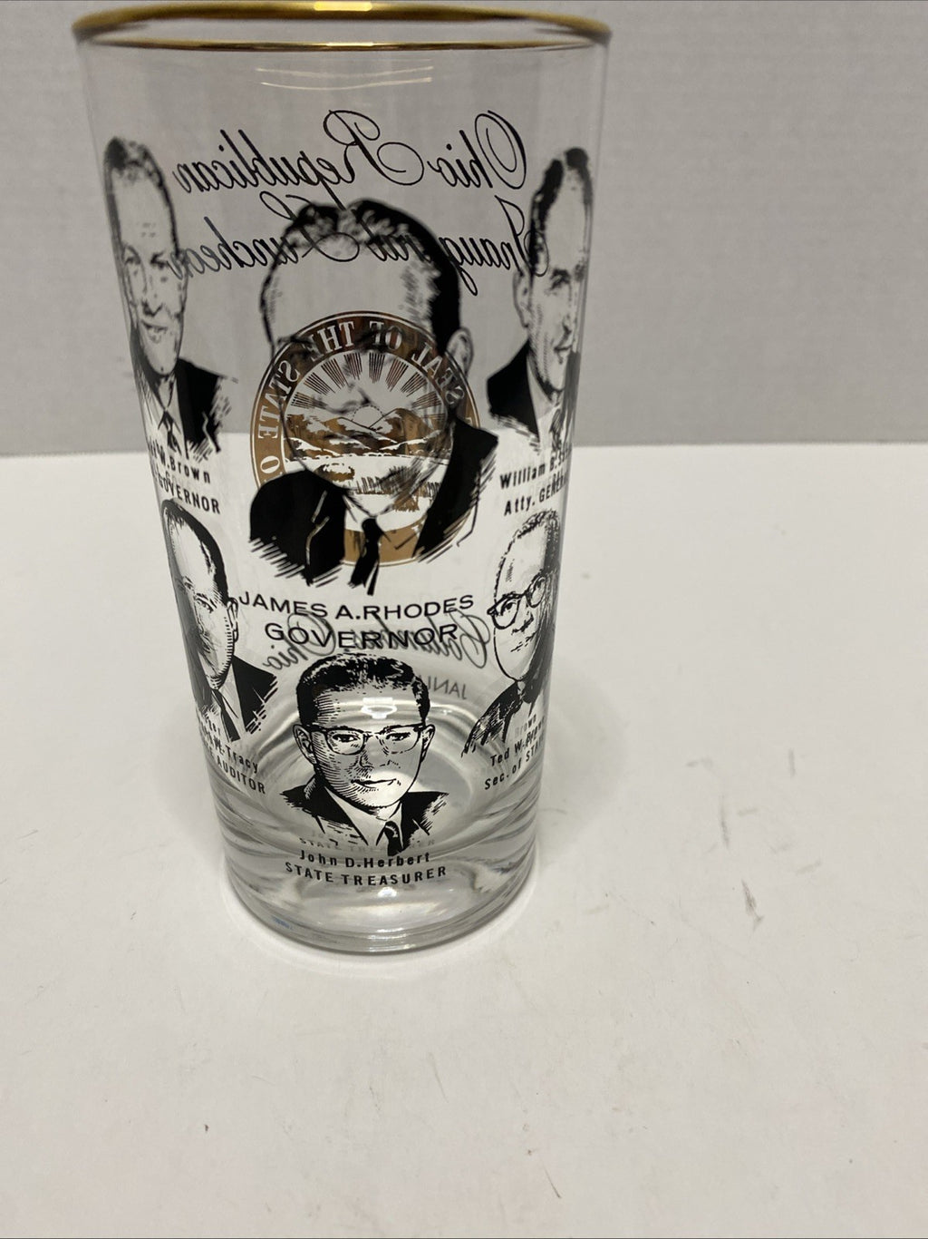 Vintage Republican Inaugural Luncheon Glass 1963 James Rhodes Governor