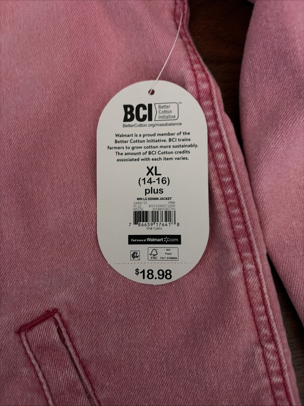Wonder Nation Girls Extra Large 14–16 Plus Pink Lightweight Denim Jacket