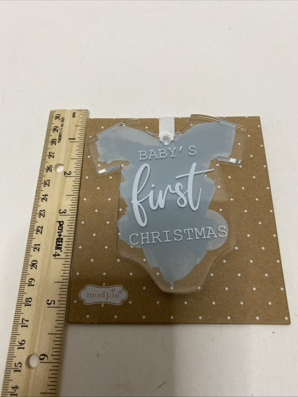 Mud Pie Baby’s 1st Christmas Ornament Blue Hanging Bodysuit Boy