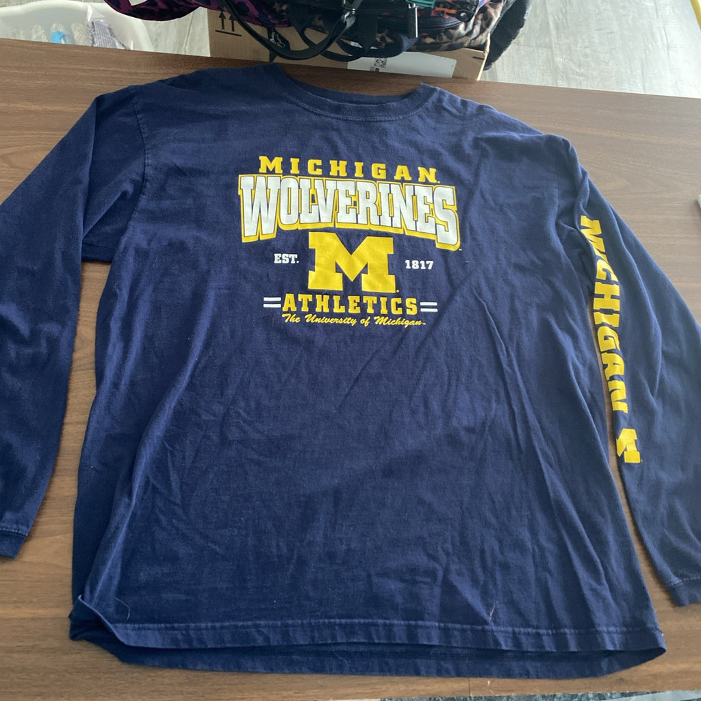 Men’s pro edge 2XL Michigan wolverine athletics long sleeve T-shirt blue