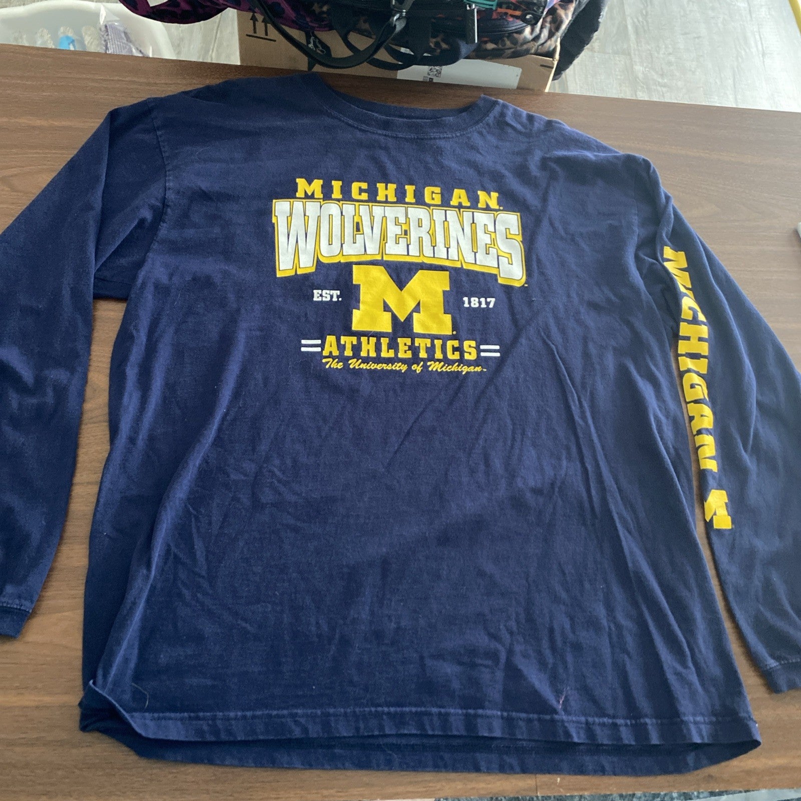 Men’s pro edge 2XL Michigan wolverine athletics long sleeve T-shirt blue