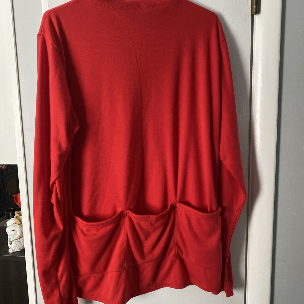 Performance men’s extra large long sleeve red 1/4 zip pullover three back pocket