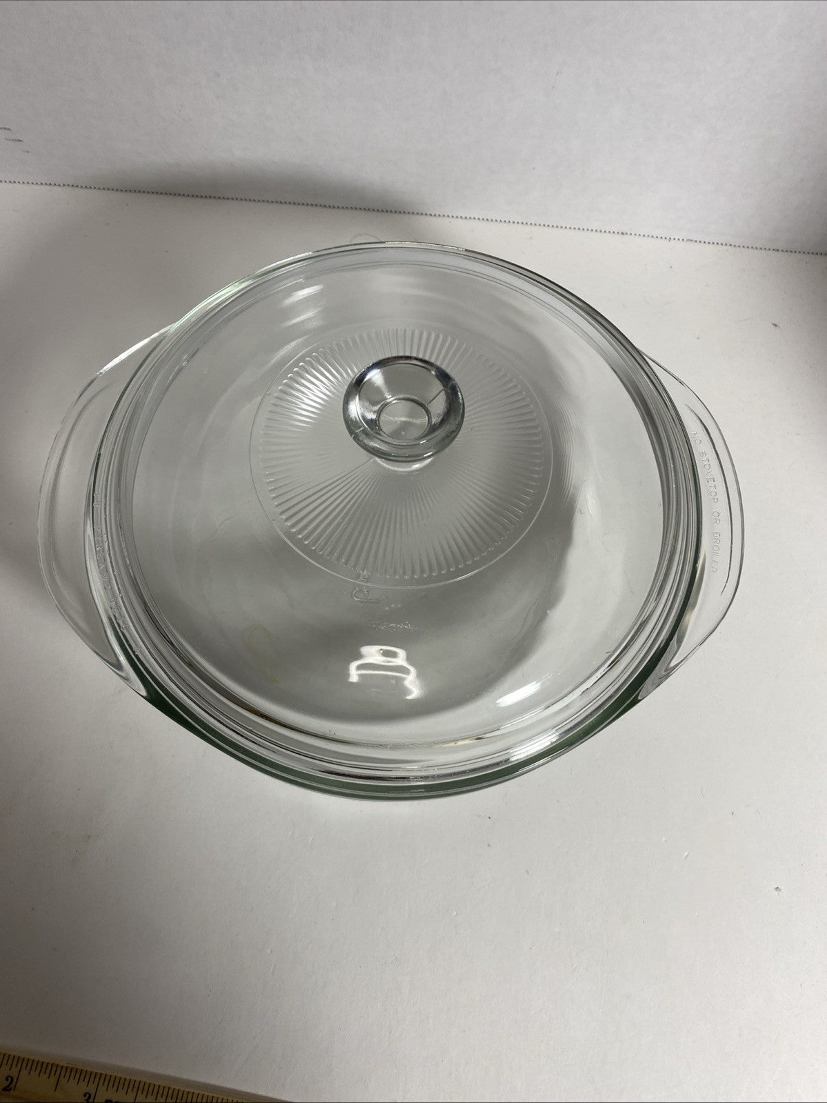 VTG Pyrex Corning Clear Glass 1.5 L 023 Round Casserole Baking Dish & Lid 623C