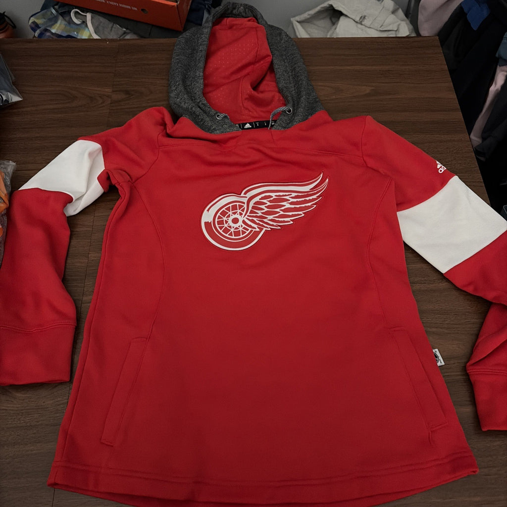 Women's Size Small Adidas Platinum Detroit Red Wings Crewdie Pullover Hoodie