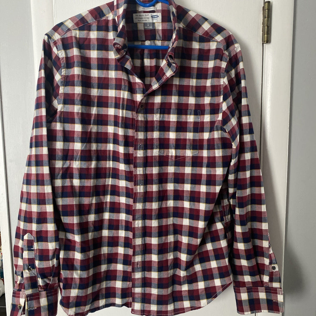 Old Navy The Oxford Shirt Multicolor Flannel Men's  Large Slim Fit Outdoors