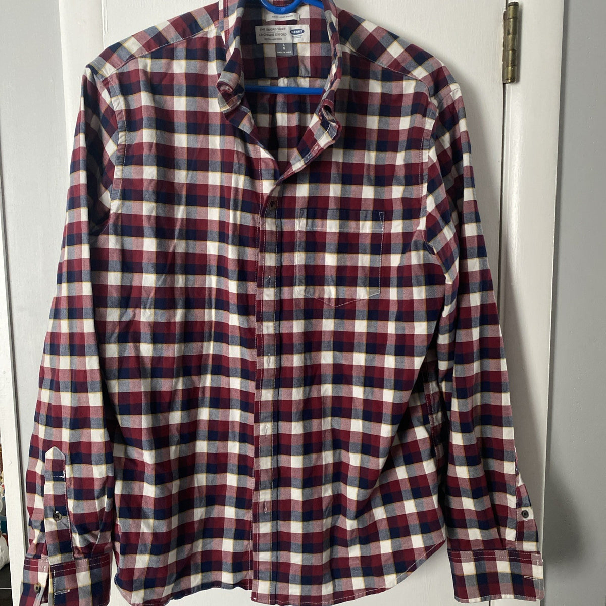 Old Navy The Oxford Shirt Multicolor Flannel Men's  Large Slim Fit Outdoors