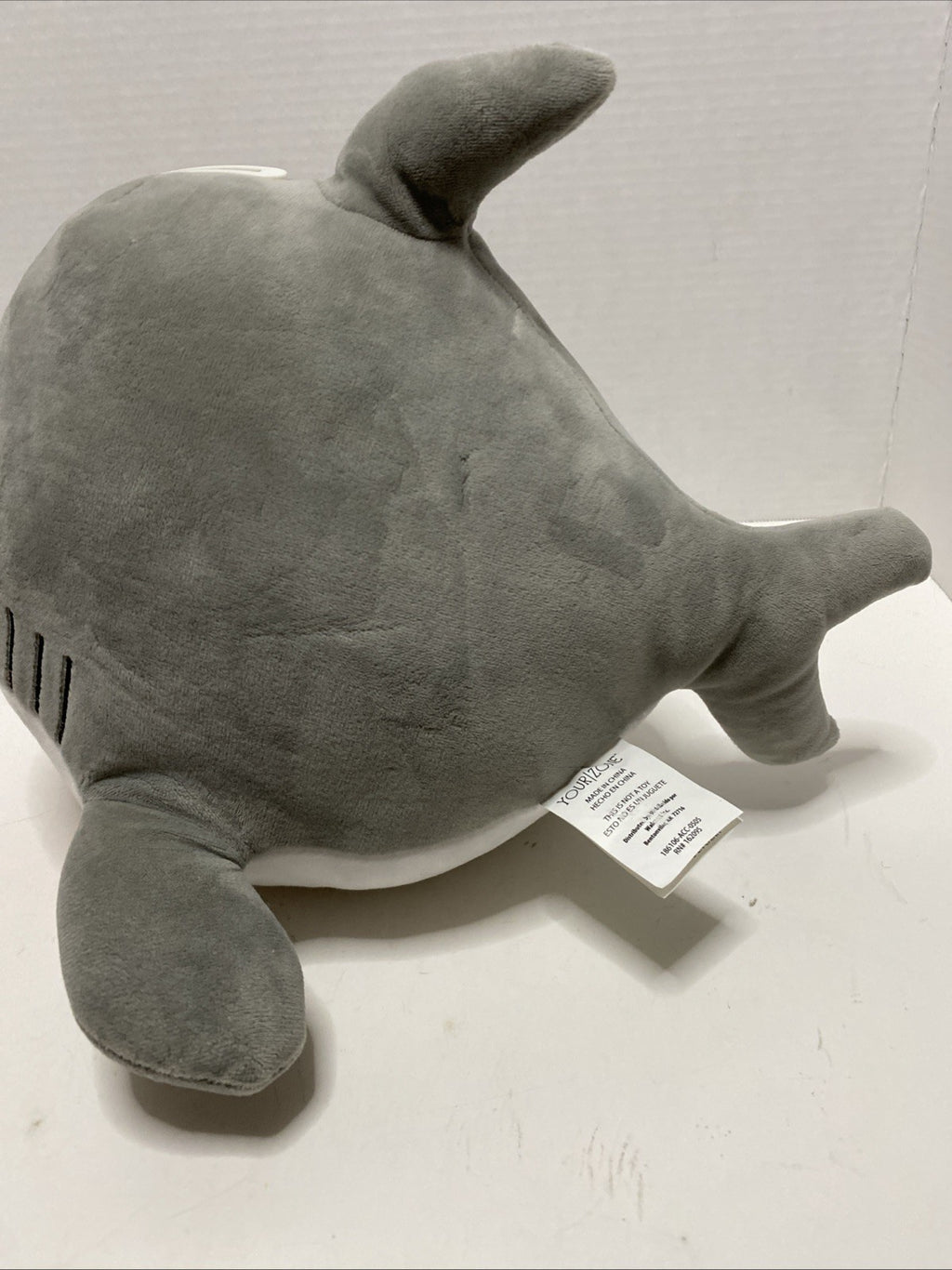 SHARK JUMBO PLUSH PIGGY BANK With Stopper Soft Gray Great Condition