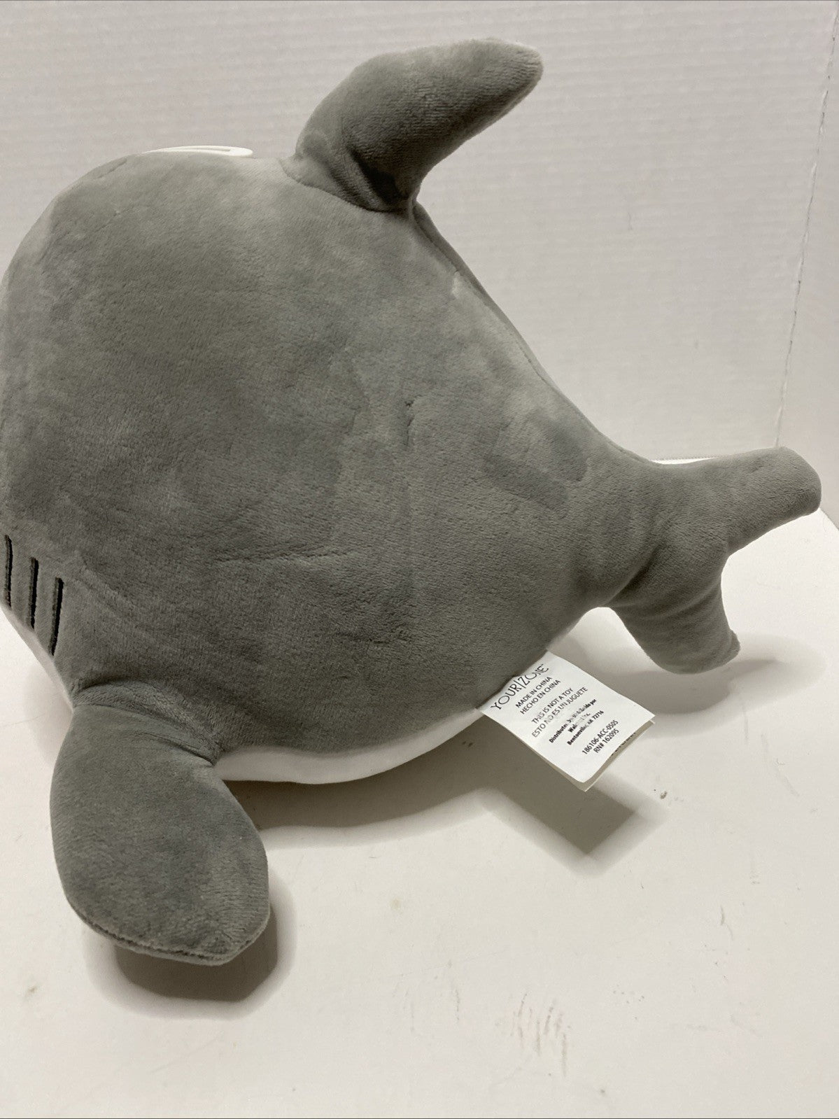 SHARK JUMBO PLUSH PIGGY BANK With Stopper Soft Gray Great Condition