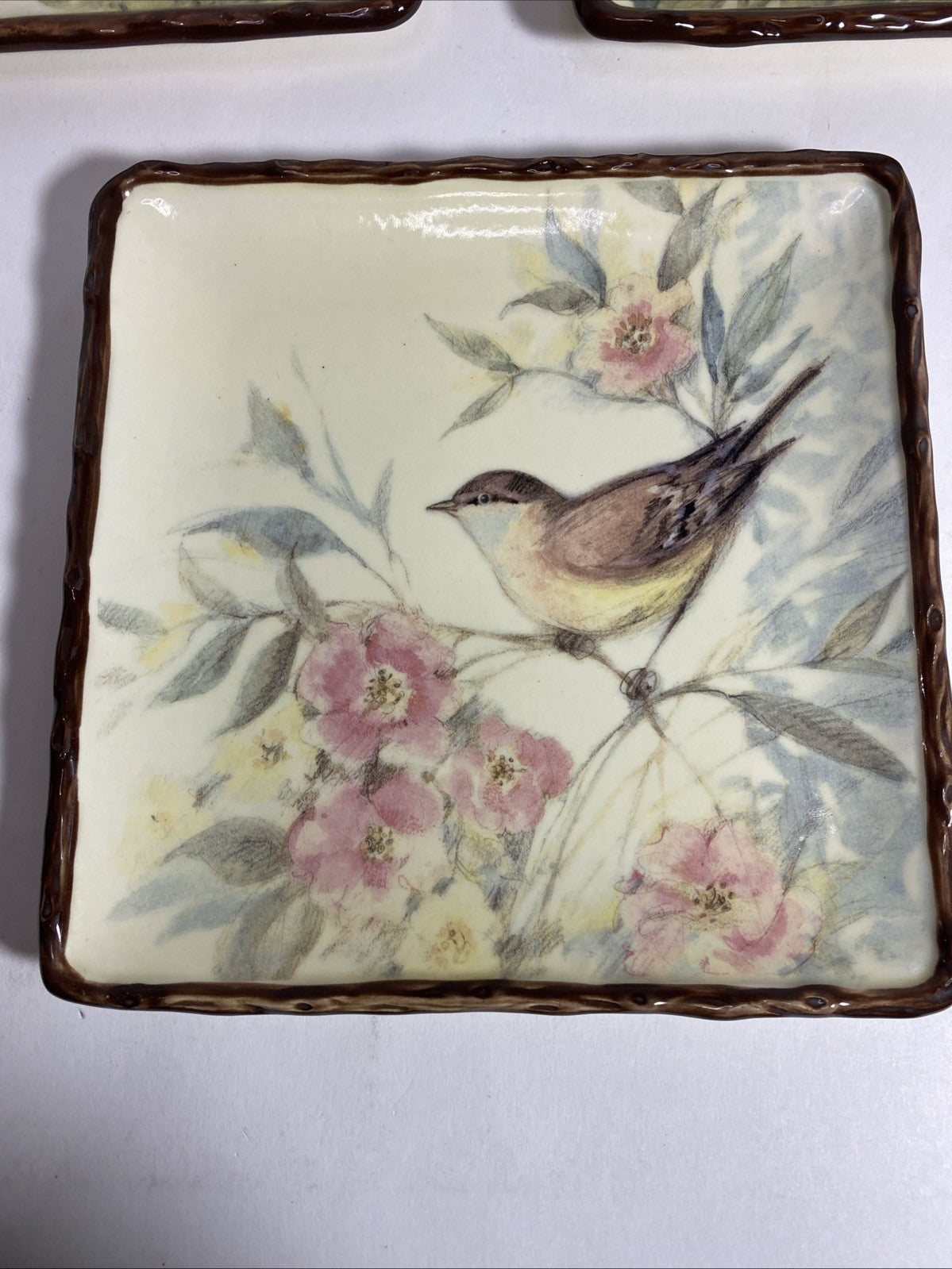 Somerset Song by Susan Winget Collectible Stoneware Bird Salad Plates lot of 3
