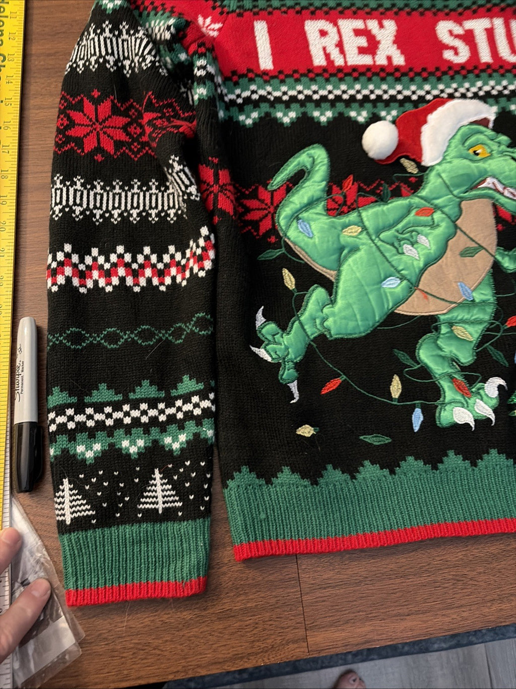 Holiday Time I Rex Stuff Ugly Mens Christmas Holiday Sweater Size M (38-40)