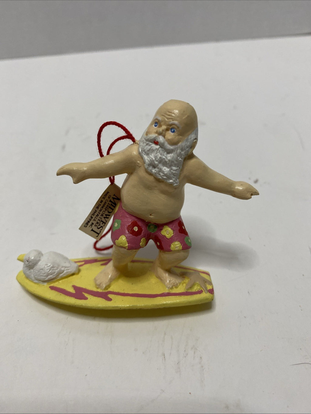 Santa Claus Surfing Christmas Ornament Tropical Holiday Surf Board