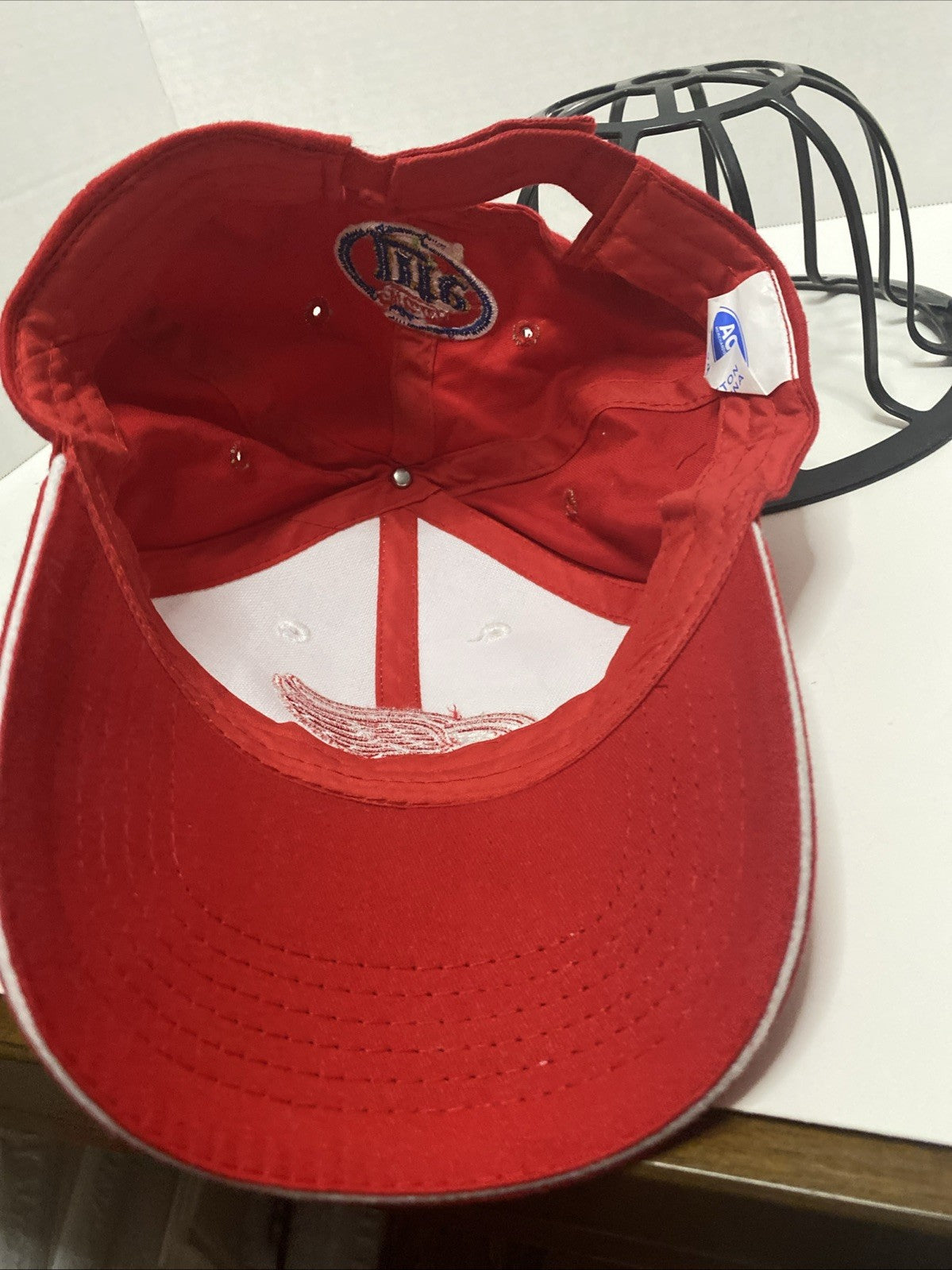 Detroit Red Wings Hat Cap Red White Mens Strap Back NHL Hockey Miller Lite Beer