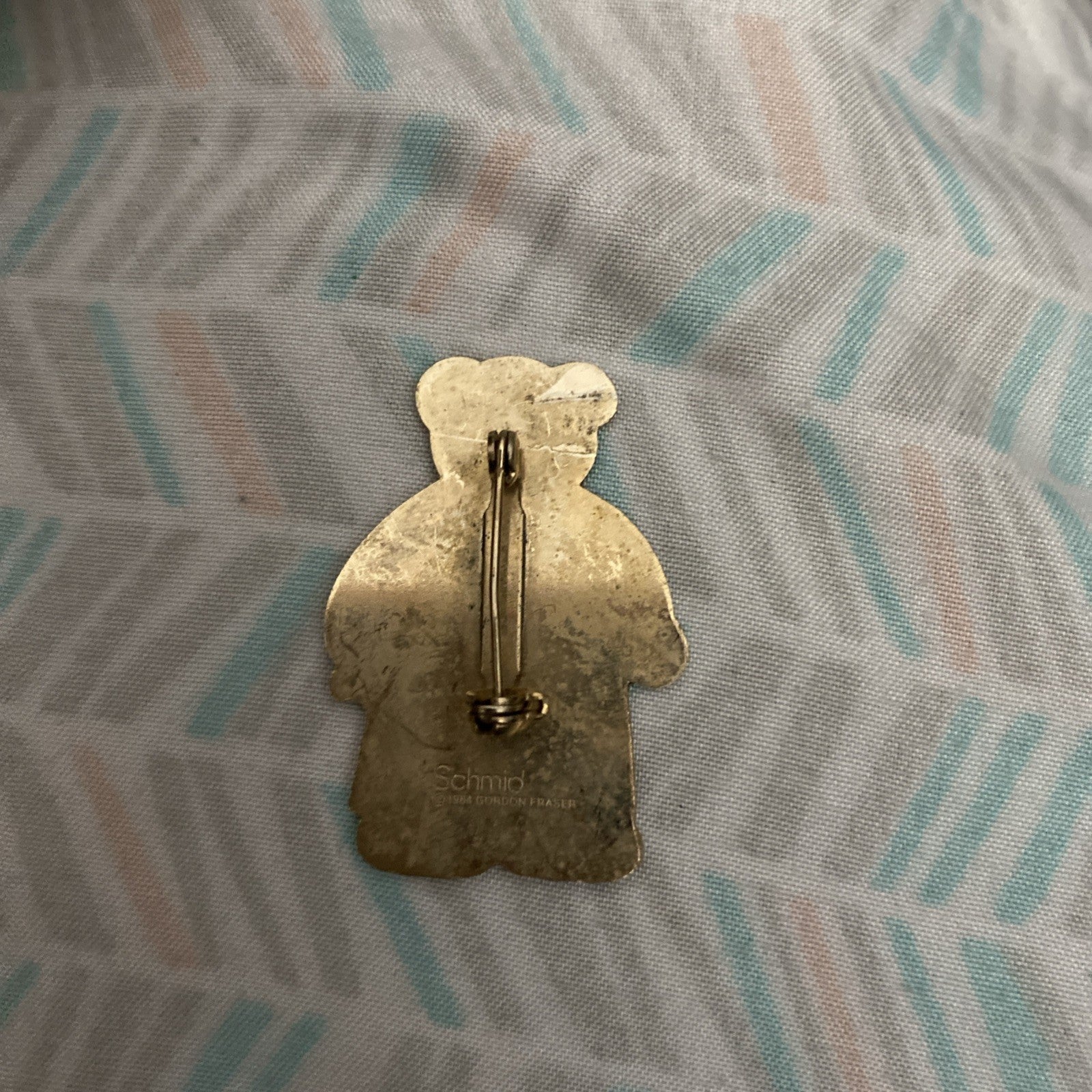 Gordon Fraser Teddy bear in pajamas SCHMID metal enamelled Christmas Pin