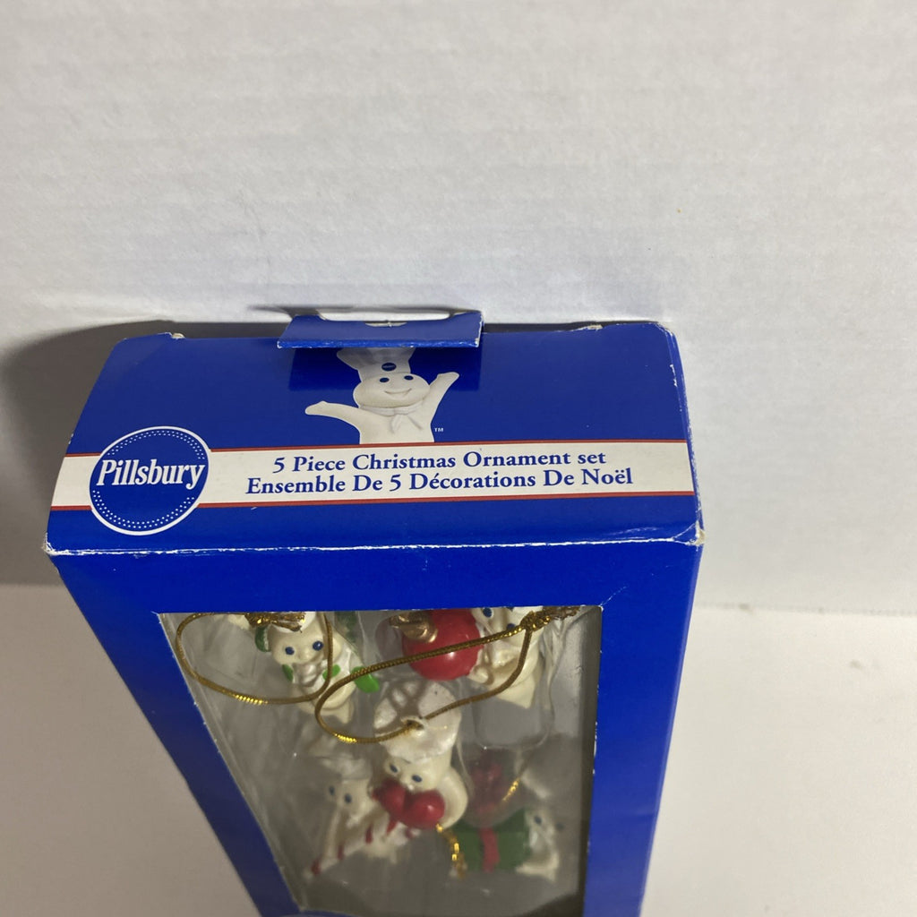 Set Of 5 Mini Pillsbury Doughboy Christmas Ornaments In Box Vintage