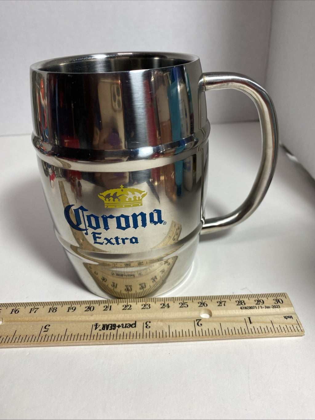 Stainless Steel Mug with Corona Extra Logo & Text, from Calhoun Sportswear