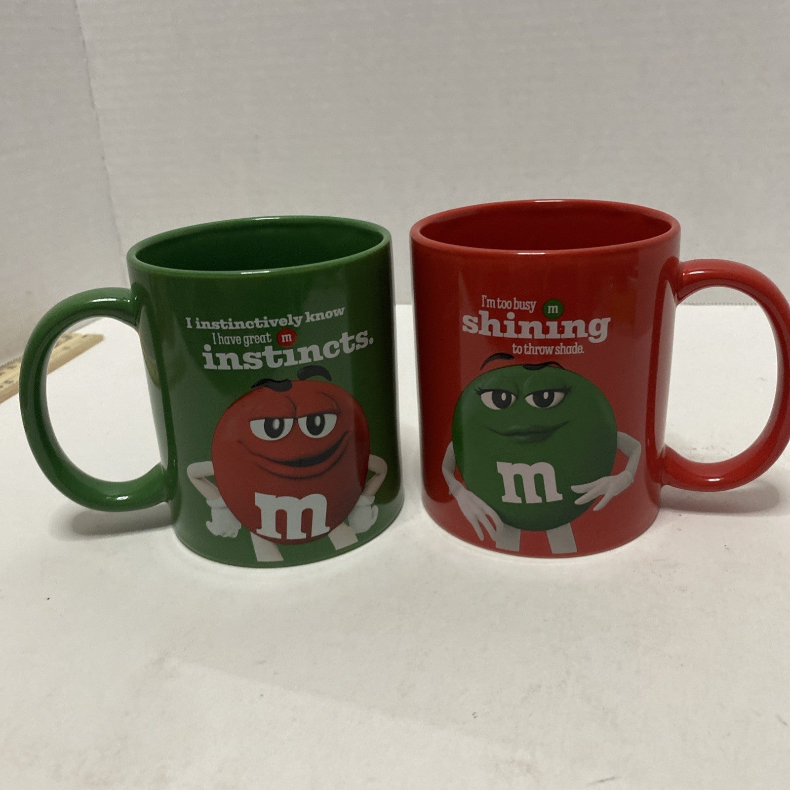 Set of 2 Collectible M&M Candy Ceramic Coffee Cups/Mugs