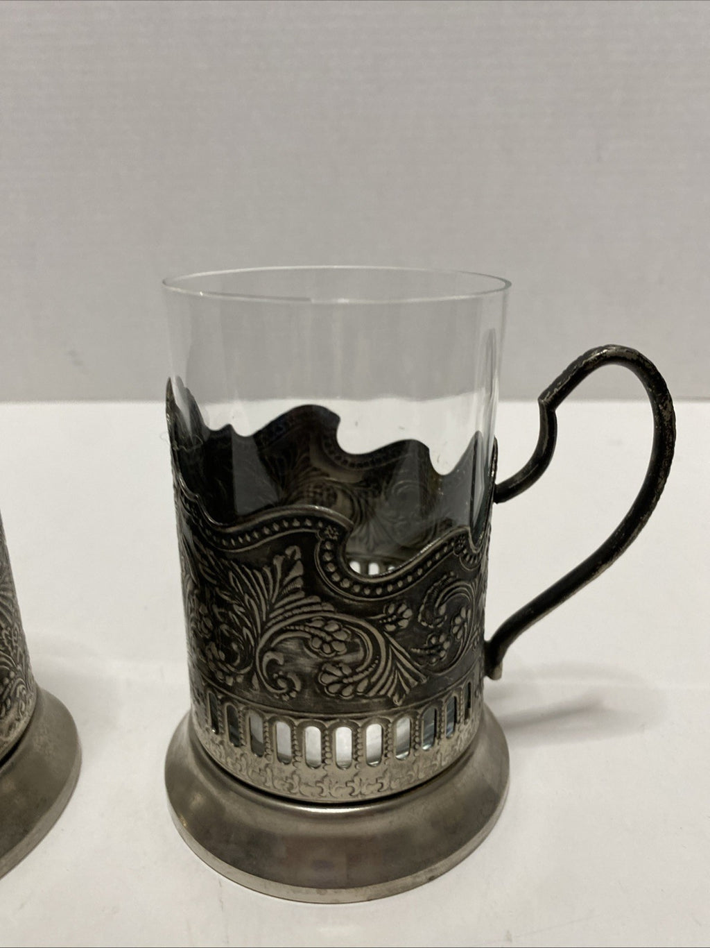 Tea Glass with Metal Holder, Fancy Filigree, Podstakannik, Hunt for Red October