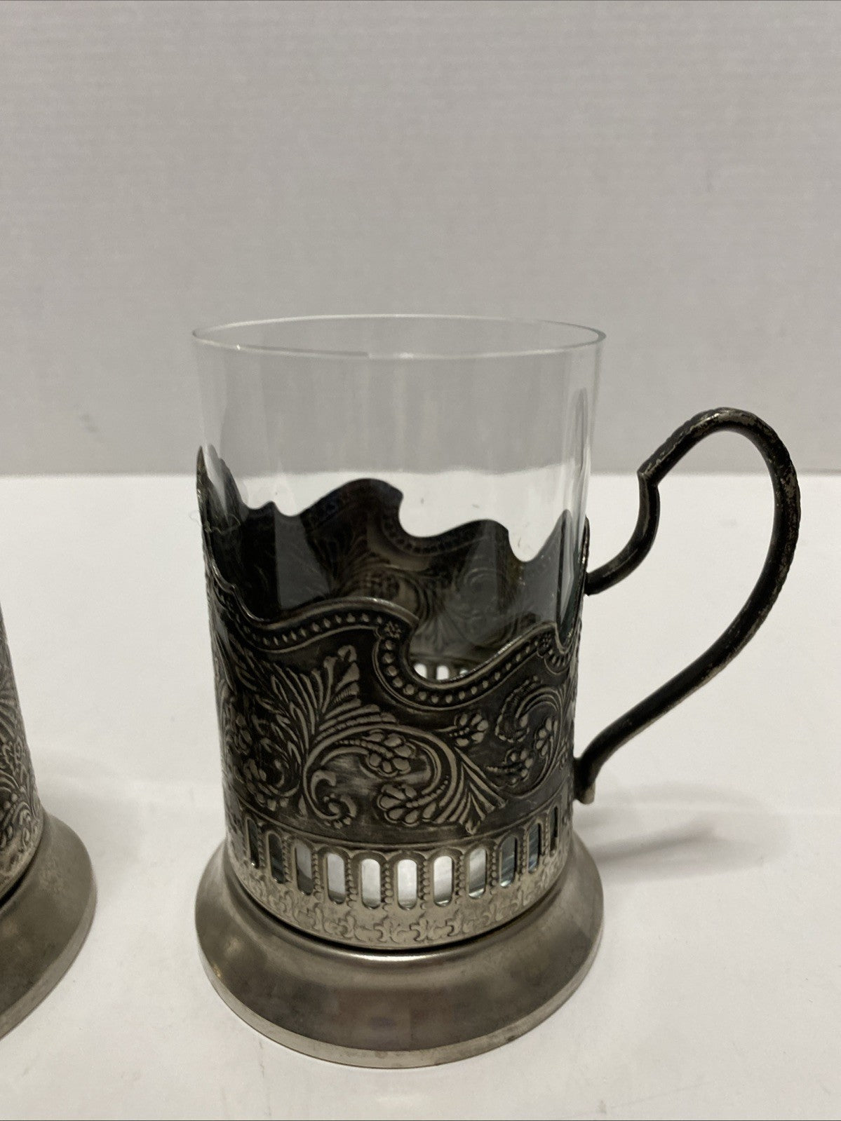 Tea Glass with Metal Holder, Fancy Filigree, Podstakannik, Hunt for Red October
