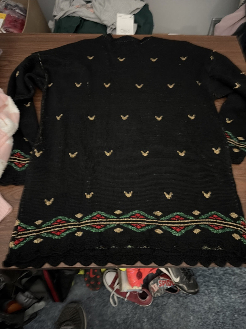 Vintage Nutcracker Christmas Sweater Dog on Skis Acrylic & Lurex Womens M Ugly