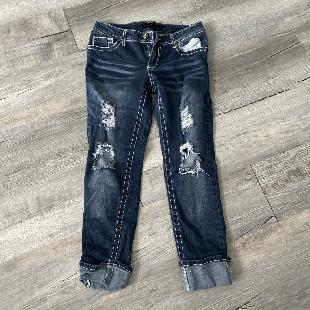 21 black women’s denim distressed jeans size 7/8