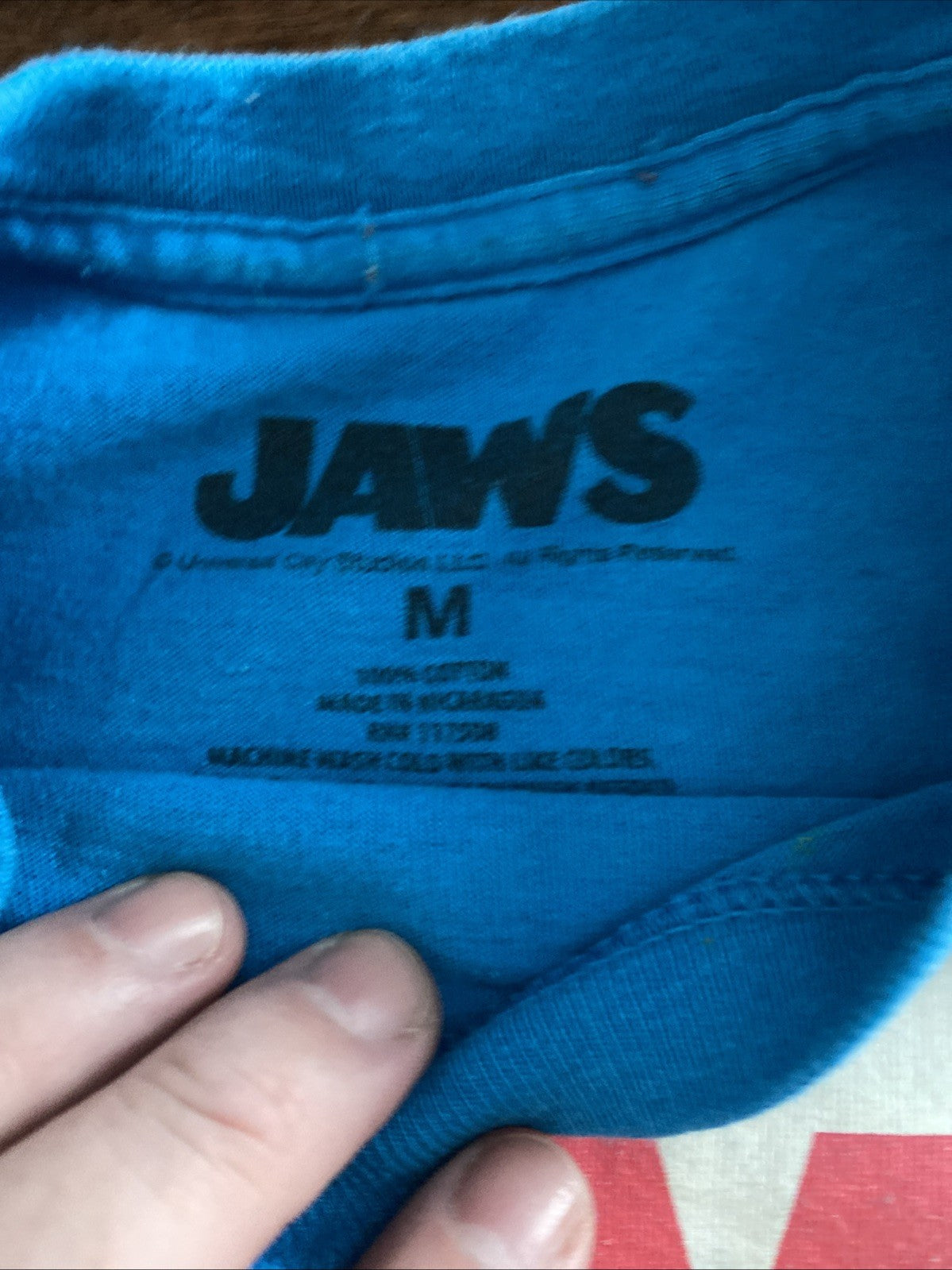 Jaws Terror Shirt Mens Blue Medium M Retro Nautical Outdoors Shark Movie