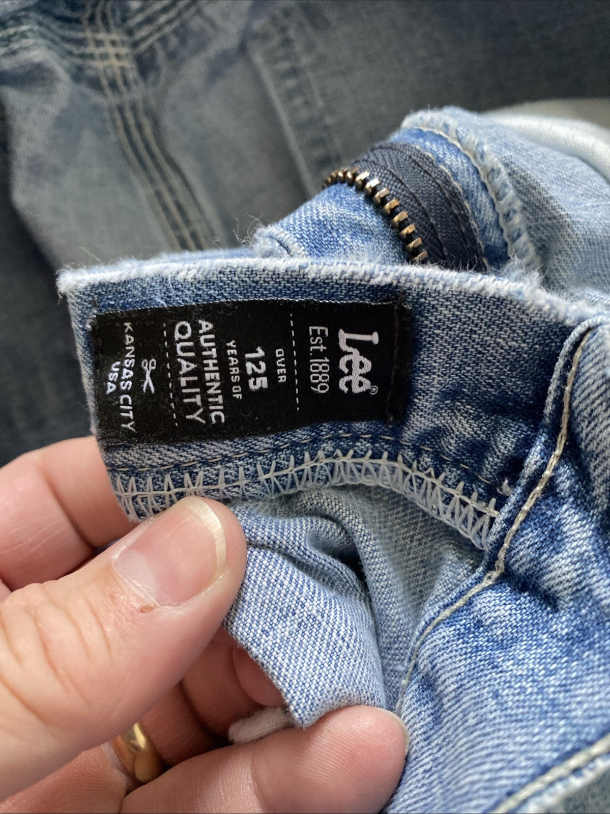 Lee Dungarees Carpenter Jeans Mens 33x32 Blue Denim Workwear Utility Distressed