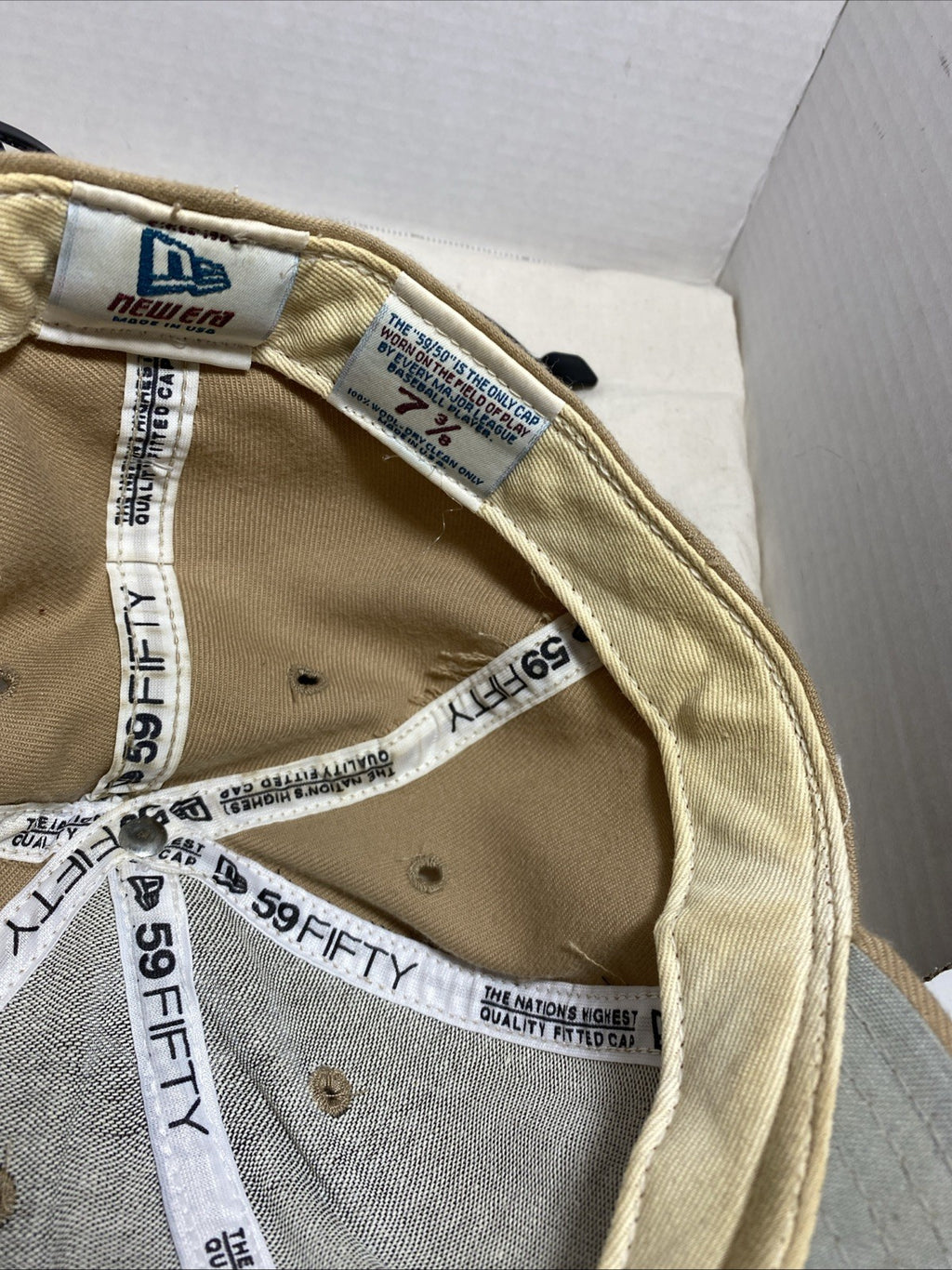 New Era 59fifty Fitted 7-3/8 New York Yankees Beige Ball Cap