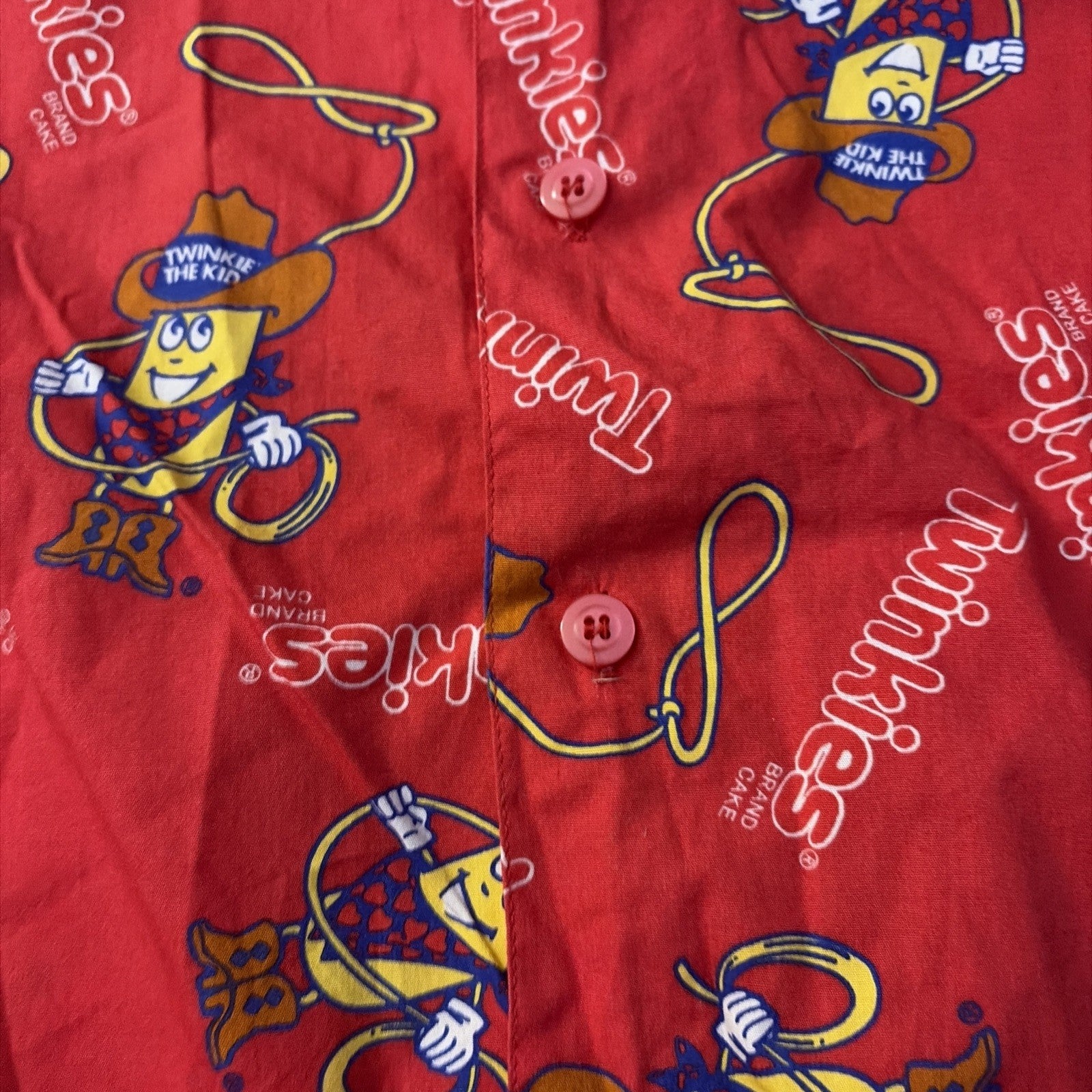 Hostess Men’s Medium Twinkie Hawaiian Shirt Short Sleeve Red