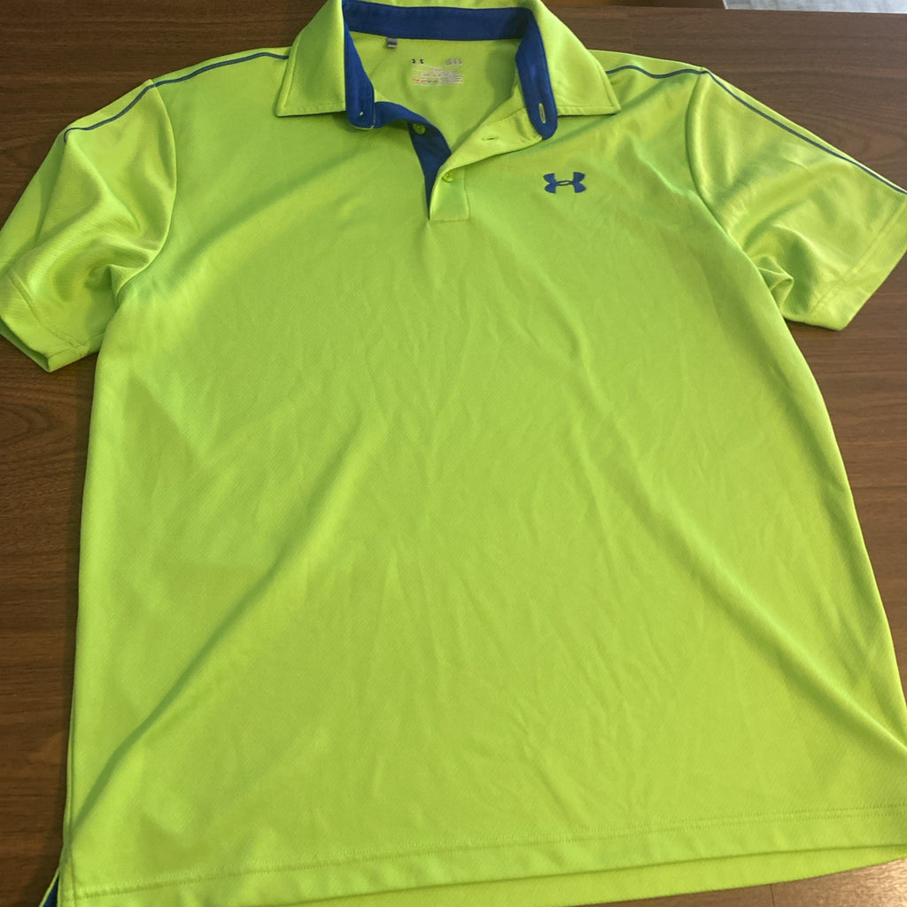 Under Armour heat gear size large men’s polo short sleeve shirt lime green