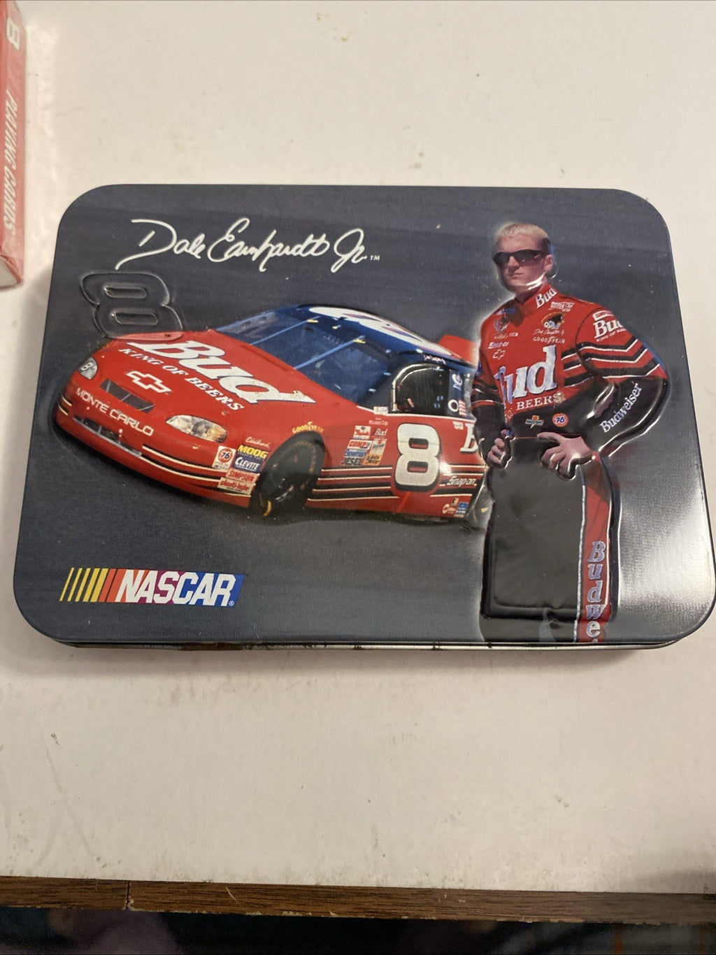 2000 Nascar Dale Earnhardt Jr #8 Embossed Metal Tin w/2 Decks Playing Cards NIB