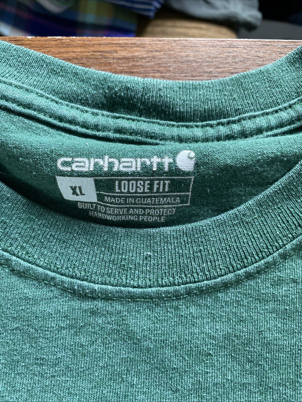 Carhartt Shirt Men's Sz XL Green Loose Fit Crewneck Short Sleeve Work T Shirt