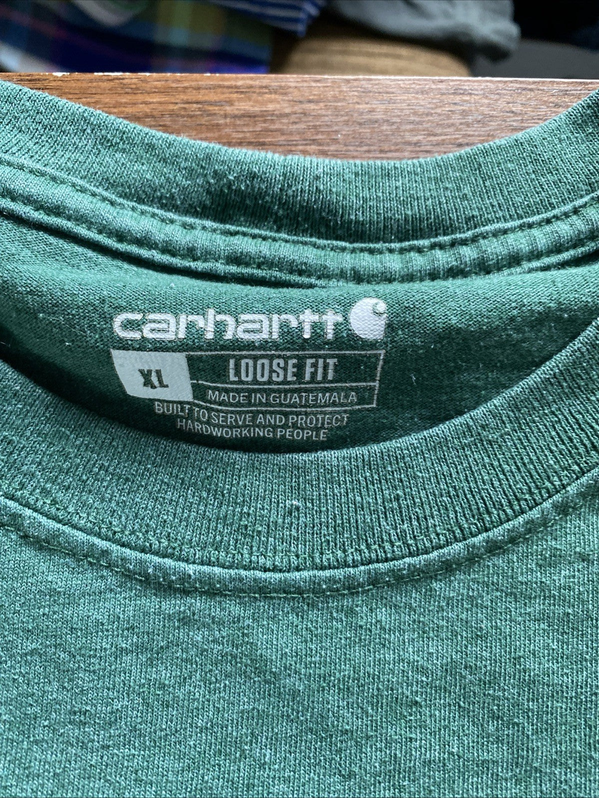 Carhartt Shirt Men's Sz XL Green Loose Fit Crewneck Short Sleeve Work T Shirt