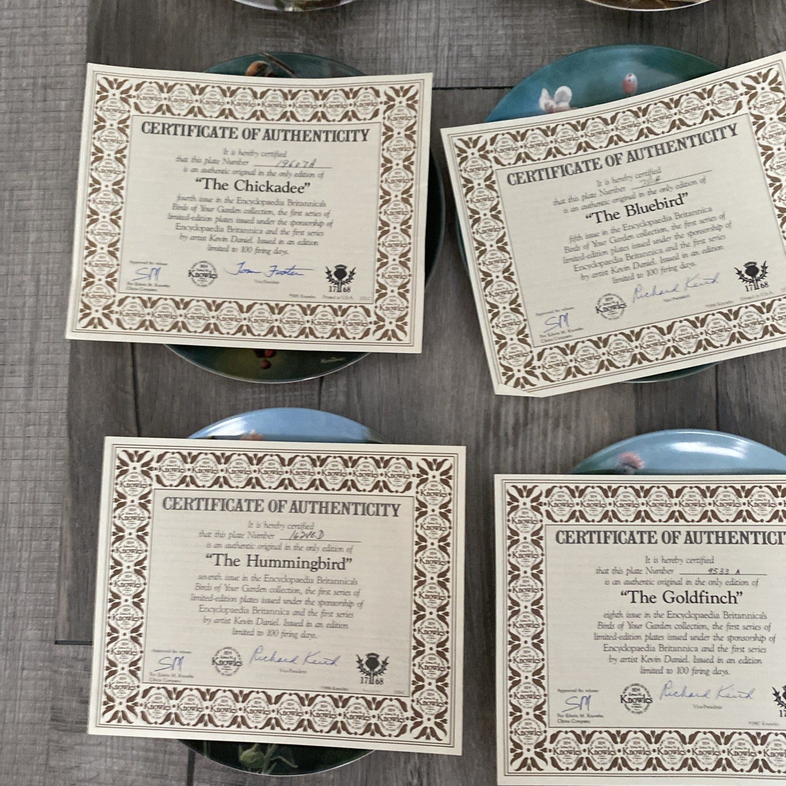 Set Of 9 Knowles Encyclopedia Britannica Birds Of Your Garden Collection Plates