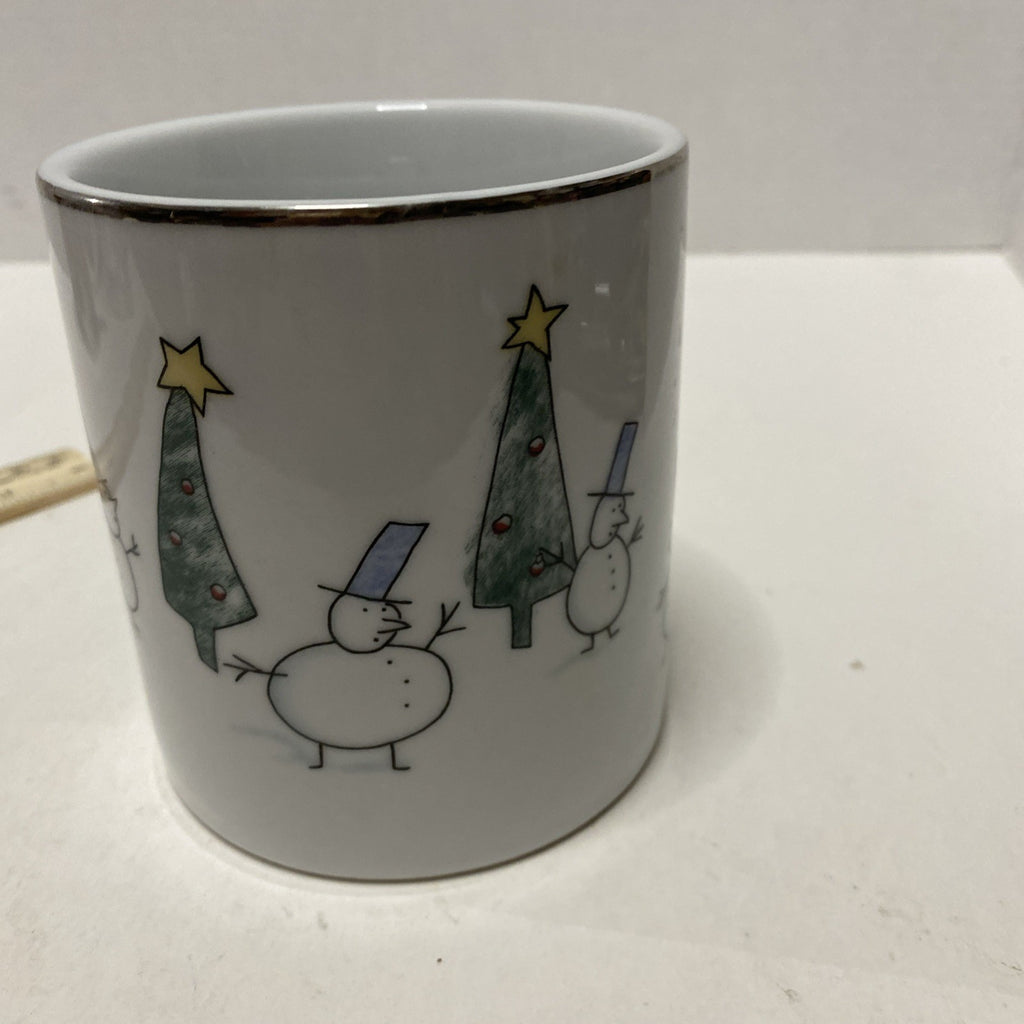 Eddie Bauer Ceramic Snowman & Christmas Tree Mug Coffee Tea