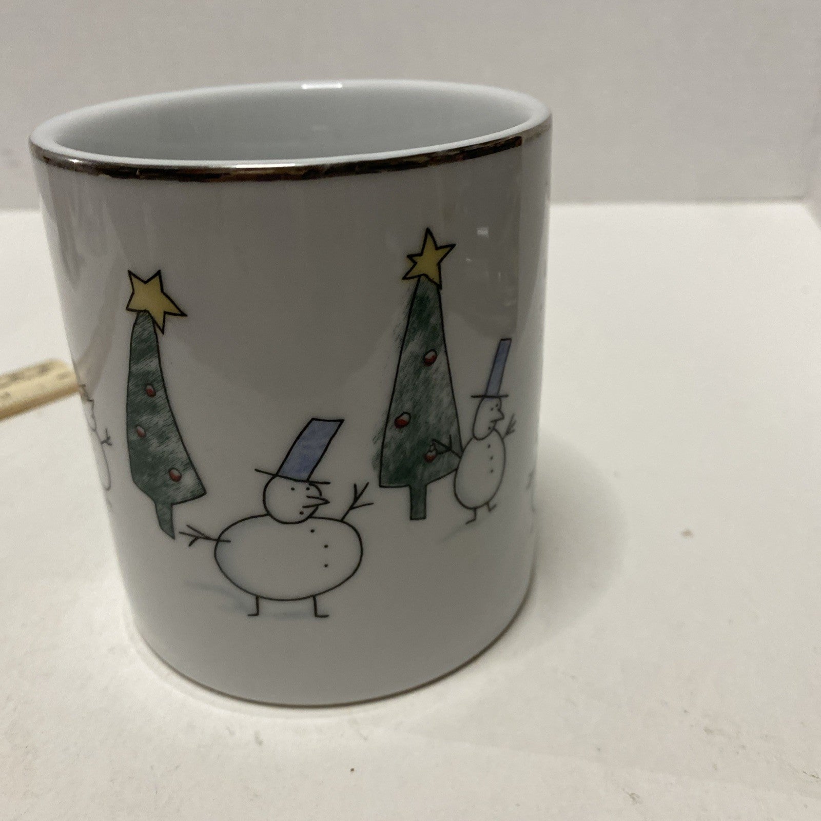 Eddie Bauer Ceramic Snowman & Christmas Tree Mug Coffee Tea