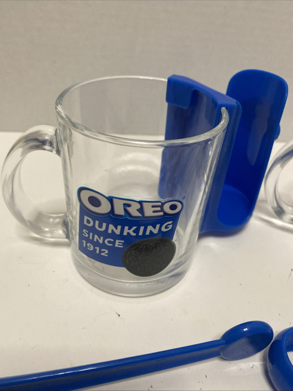 USED GOOD- Set of 2 Oreo Dunking Mug Glass Sets With Tongs