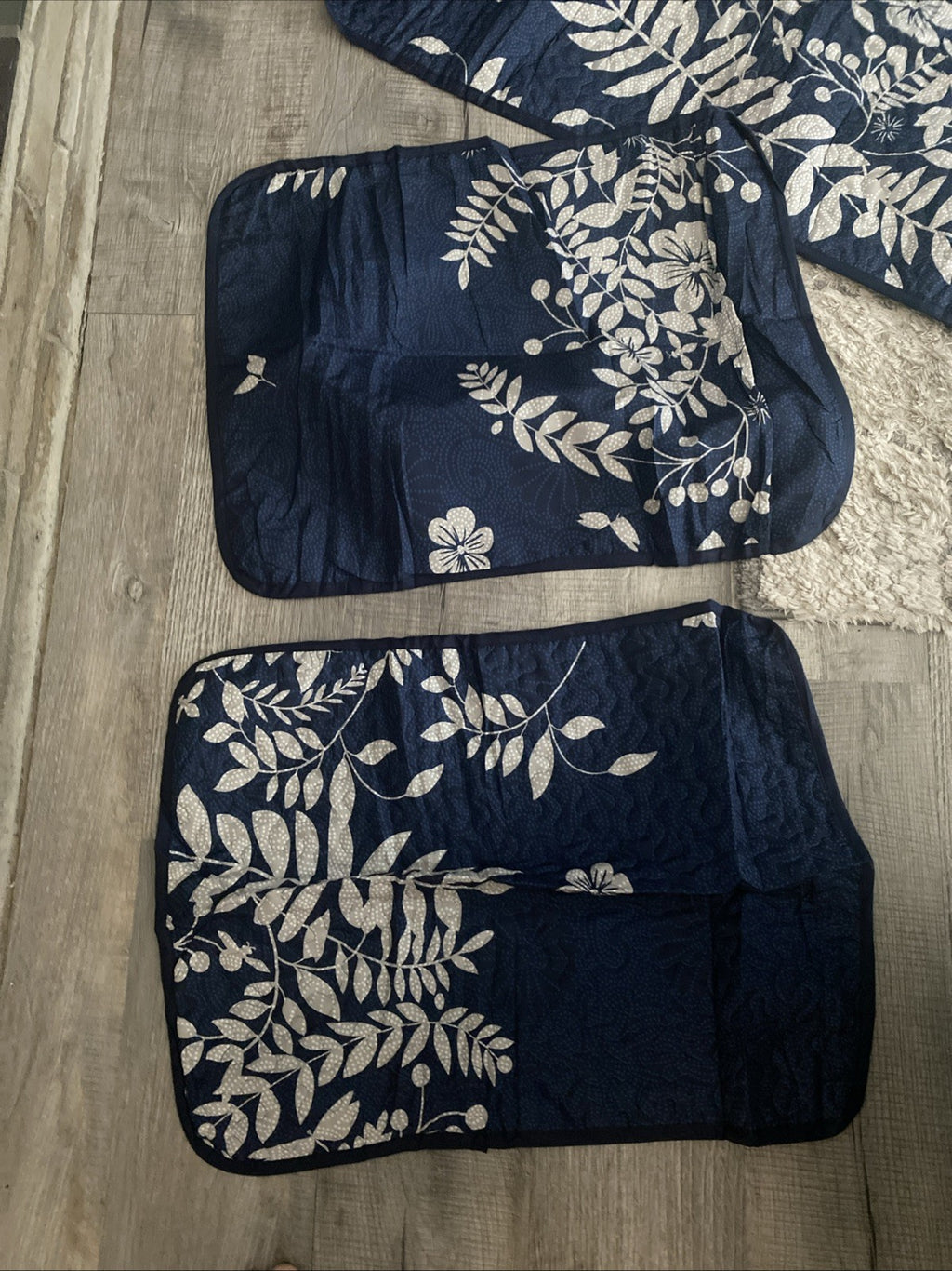 Quilt queen size with two pillow covers blue white flower pattern Approx 8’x7.5’