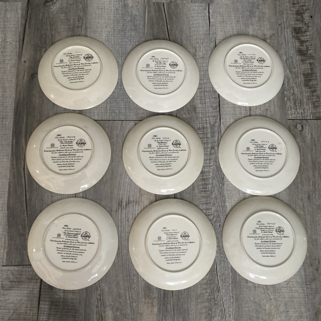 Set Of 9 Knowles Encyclopedia Britannica Birds Of Your Garden Collection Plates